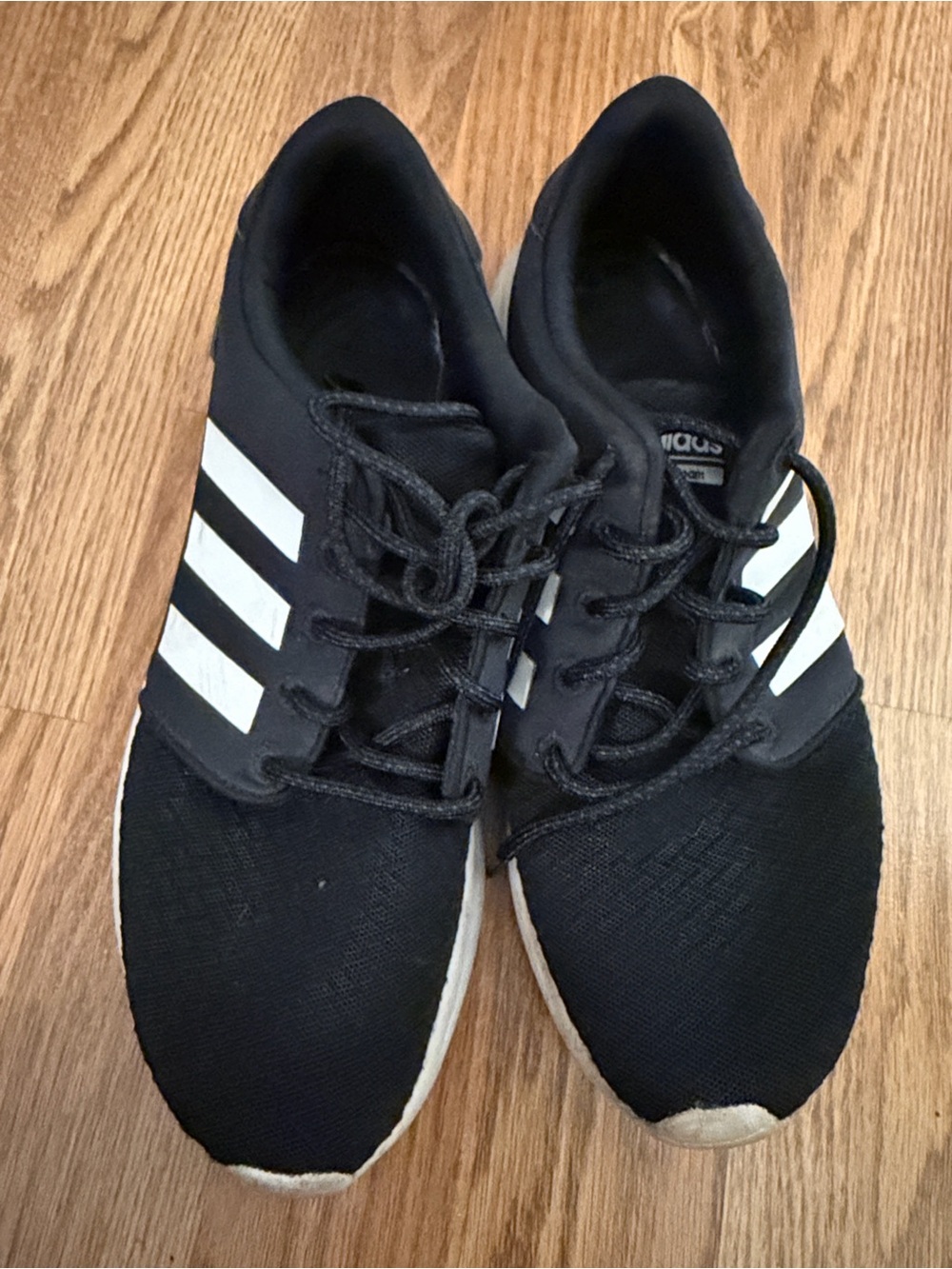 adidas Black Mesh Cloudfoam Trainer with White Logo